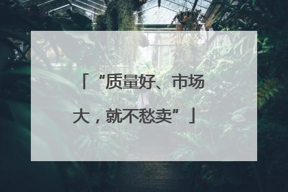 “质量好、市场大，就不愁卖”